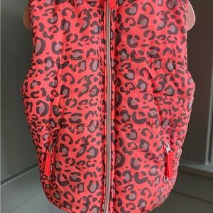 Pink Leopard Print Puffer Vest